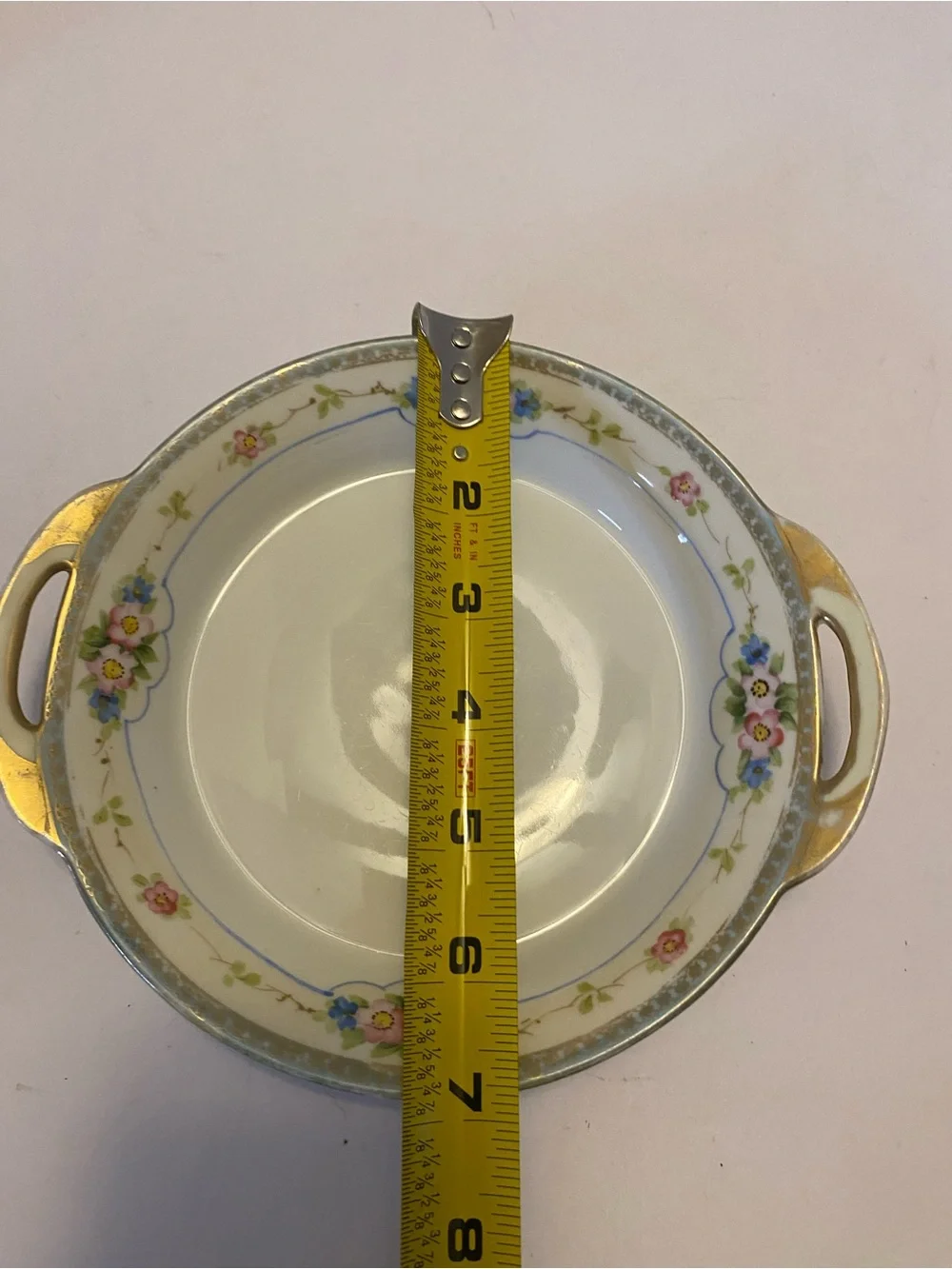 Nippon Porcelain Two Handle Salt/Teabag Dish-Hand Painted/Raised Gold Trim